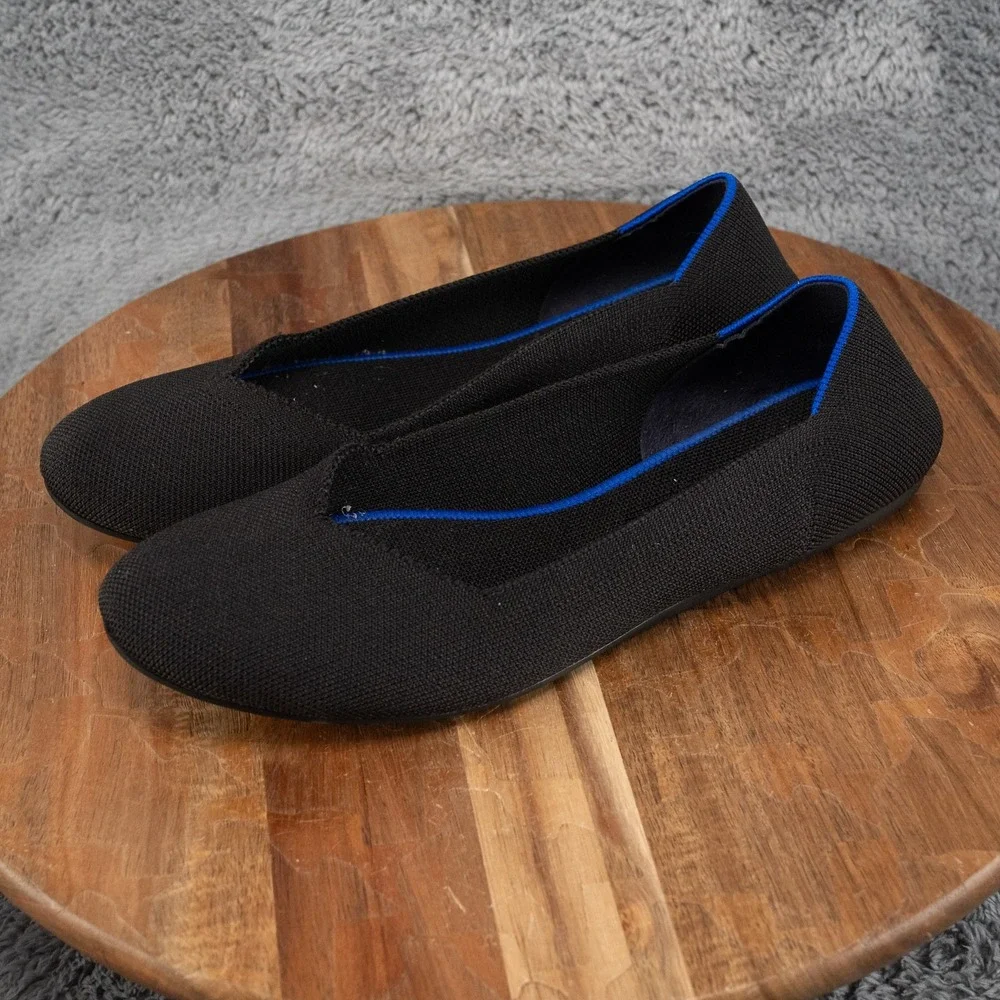 Rothy's The Flat Womens Size 9.5 Black Ballet Flats Shoes